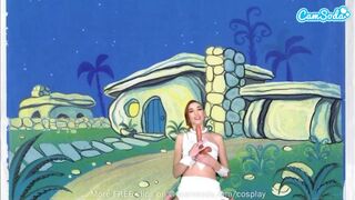 Cuki tini wilma flintstone cosplayben masturbál és cidázza a nagy fazsat